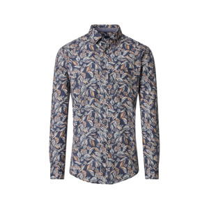 Products: Casa Moda Leaf Pattern LS Shirt Blue - Beggs Wairau - Casa Moda is one of Europes best brands for big men offering classic and fashion styles in quality fabrics - Casa Moda
