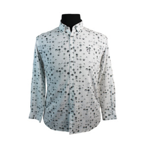 CAMPIONE - Linen Cotton Mix Circles Pattern Fashion Shirt - Campione clothing is&hellip;
