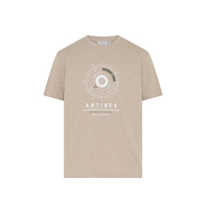 Compass: Compass Print Cotton Tee Sand Big Men’s NZ Beggs