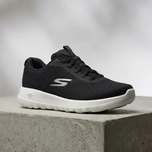 Womens: Skechers Go Walk Max Black White Cushioning Flex Running Sneakers
