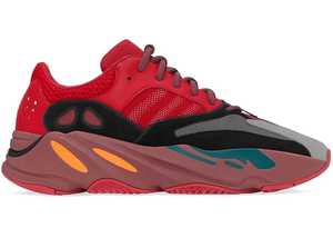 Yeezy Boost 700: Adidas Yeezy Boost 700 Hi Res Red Sneakers with Circular Lacing System Bold Red Upper
