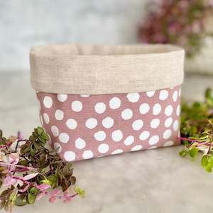 Fabric Storage Gift Boxes: Fabric Box in Rose with White Spots