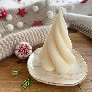 Homeware: Twirl Christmas Tree Gingerbread Candle in White