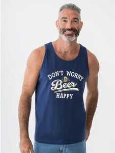 Men's Singlets & Tanks: Lowes Slgan Tank Beer Happy Admiral Blue New Zealand // Lowes