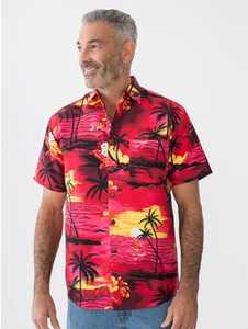 Pacifica Hawaiian Shirt Crimson surfing Sunset New Zealand // Lowes