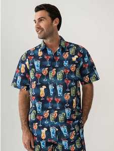 Pacifica Hawaiian Shirt Cocktail Print Navy New Zealand // Lowes