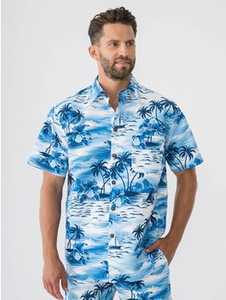 Men's Hawaiian: Pacifica Hawaiian Shirt Blue Sea Holiday New Zealand // Lowes