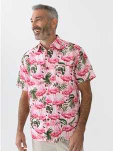 Mens Pacifica Hawaiian Shirt New Pink Flamingo New Zealand // Lowes