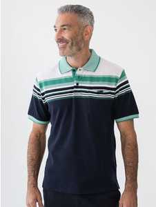 Mens: Cougars Polo Indigo Sea Green White Stripe New Zealand // Lowes