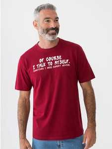 Men's T Shirts: Lowes Slogan Tee Talk To Myself Ruby Red New Zealand // Lowes