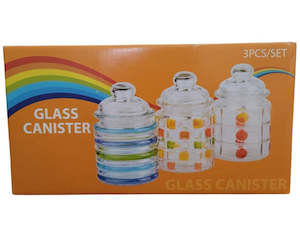 Glassware: 3pc Glass Canister