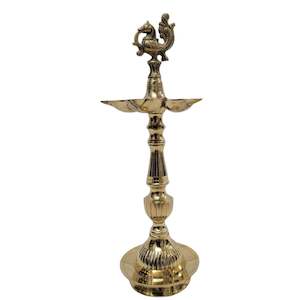 Brass Ware: 10in 5-batti Brass Diya