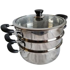 Cooking Pots: 3-Layer Stainless Steel Steamer Pot (28cm)