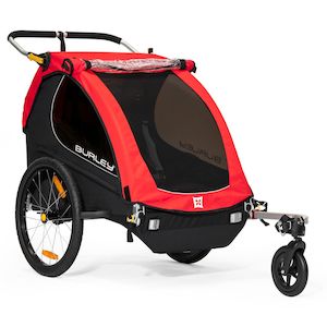 Child Trailers: Burley Kids 2 Seat Trailer Honey Bee Red