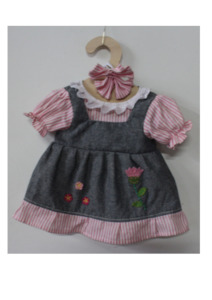 Products: Dolls Clothes – Pink & Denim Stripe Dress