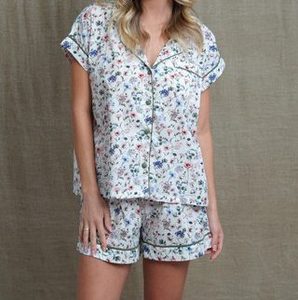 Cotton Pyjamas Short - Floral Haze - The Linen Collection