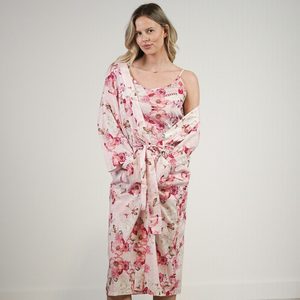 Peony Garden Robe - Pink - The Linen Collection