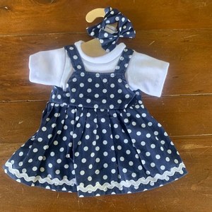 Products: Dolls Clothes - Navy & White Dress - The Linen Collection