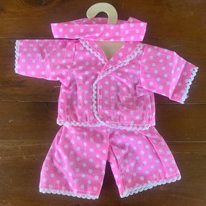 Products: Dolls Clothes - Pink & White PJ's - The Linen Collection