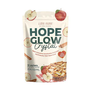 Health: Luna Aura Hope Glow Crystal Apple Cinnamon Kombucha, Probiotic and Prebiotic Fiber Juice Drink