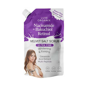 Luxe Organix Niacinamide + Bakuchiol Retinol Velvet Salt Scrub 300g