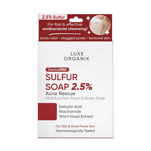 Acne: Luxe Organix DermaPRO Sulfur Soap 2.5% Acne Rescue 80g