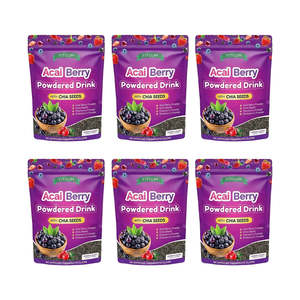 Health: FITGUM Acai Berry Powdered Drink with Chia Seeds (Bundle of 6)
