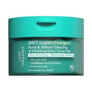 Skin Care: Luxe Organix 24/7 Supercharged Acne & Sebum Clearing 2in1 Clarifying Serum Toning Pads 70s