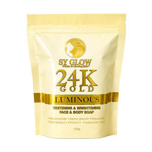 Bath Body: SY Glow 24K Gold Luxurious Whitening & Brightening Face & Body Soap 125g