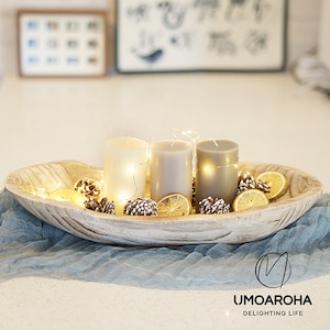 Umoaroha Wooden Dough Bowl, 17"x7.5" Hand carved, centerpiece bowl, wooden bowls&hellip;