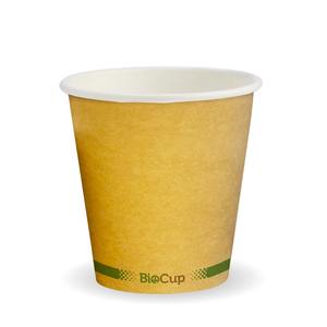 Products: Kraft Paper Cups – 6oz Kraft Green Stripe Single Wall BioCup BioPak Australia