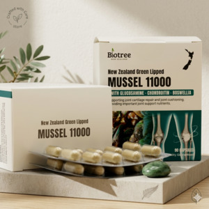 Frontpage: Biotree NZ Green Lipped Mussel 11000mg - Joint Support - with Glucosamine, Chondroitin & Boswellia