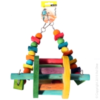 Parrot Toy Wooden Swing With Wheel Large 23.5x12x37.5cm Bird Cages NZ