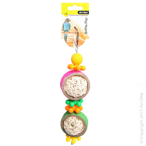 Rattan Balls with Plastic Beads 25cm Bird Cages NZ