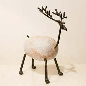 Metal Sculpture 1: Reindeer - Stone and Metal