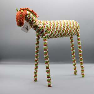 Beaded Horse - Green and Orange