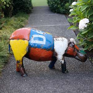 Metal Sculpture 1: Birdwoods Coloured Large Hippo