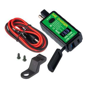 Rocky Creek Designs: Motoplug SAE to USB with Voltmeter - 1 x USB-A & 1 x USB-C