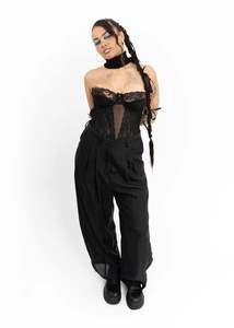 Wide leg silk pants