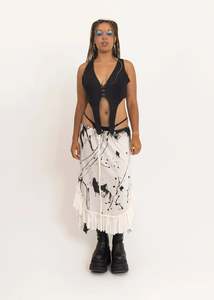 Depth Of Scye: Paint Splatter Mesh drawstring skirt