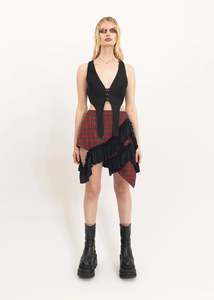 Mini Fray Skirt- Red Tartan Wool *BB Exclusive*