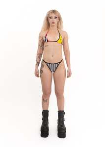 Mash Up Micro Triangle Bikini Top- Barbed Wire/ Stripe