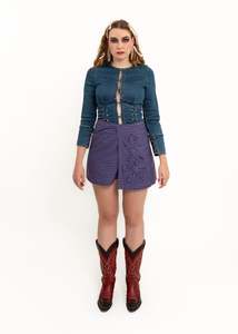 Pansy wrap mini skirt