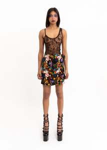 Skirts: Surrealist patterned silk wrap skirt