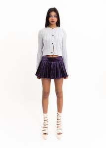 Skirts: Gathered satin bubble skirt- purple