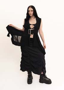 Skirts: Ruched techwear maxi skirt