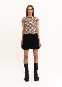 Pleated wool mini skirt