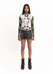 Lilith inverse screen printed mesh top