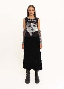 Earthling print tank top- black/ white