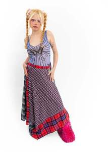 Clashing tartan maxi skirt